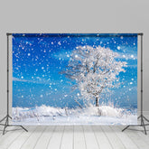 Lofaris Snowy Tree Blue Sky Winter Backdrop for Photo Decor